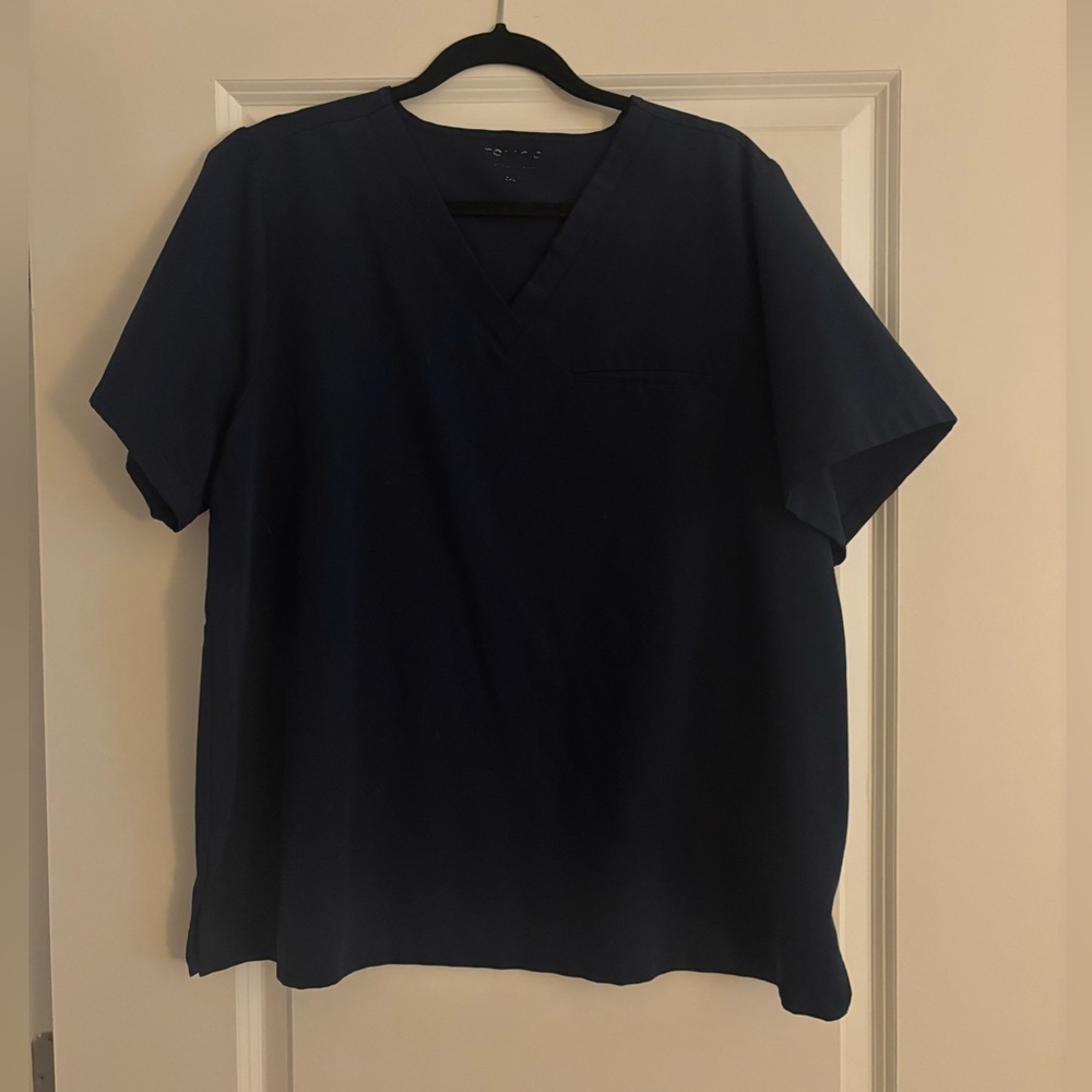 2 Mandala Scrubs navy one pocket scrub top